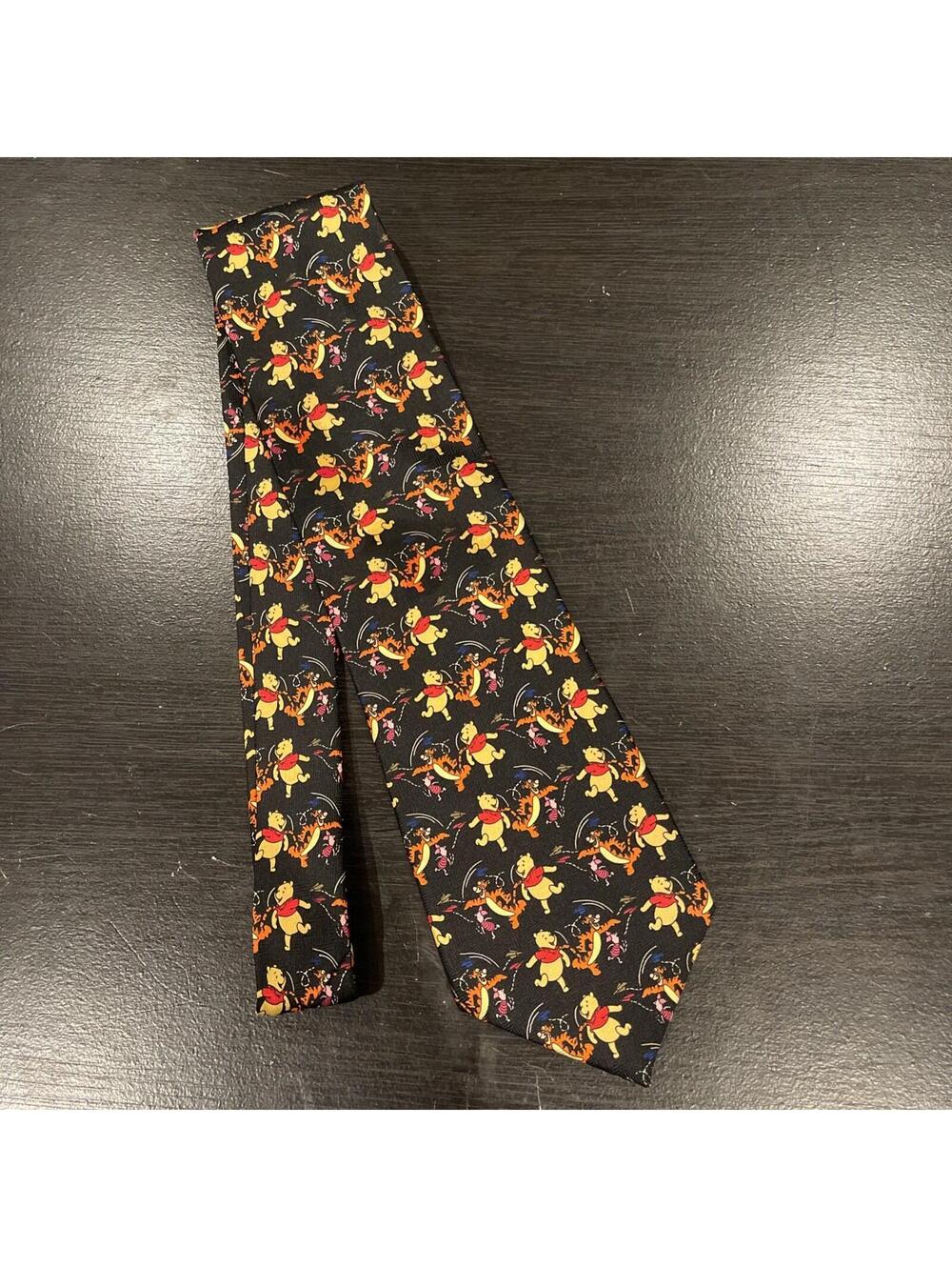 Disney Pooh Tigger Piglet Black Polyester Men’s Tie
